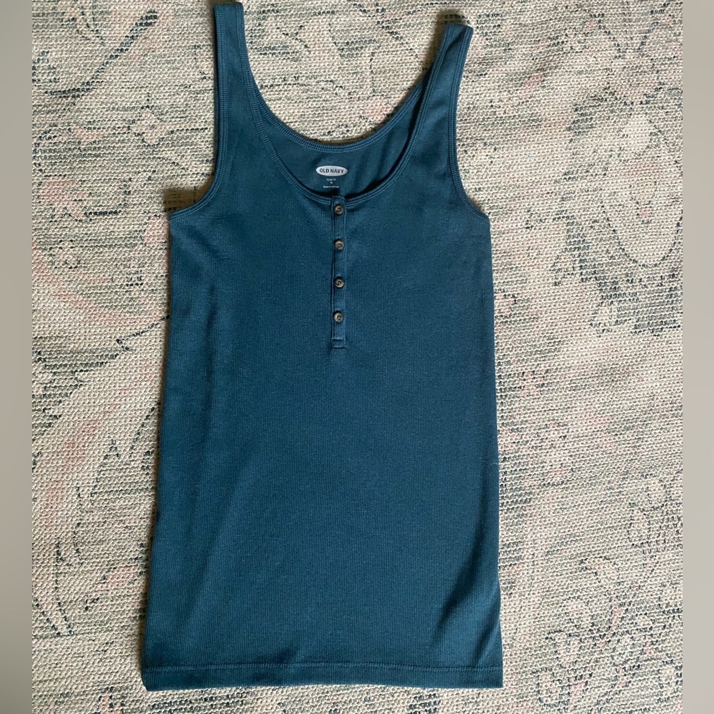 Old Navy Medium Slim Fit Tank with Buttons Dark Teal
